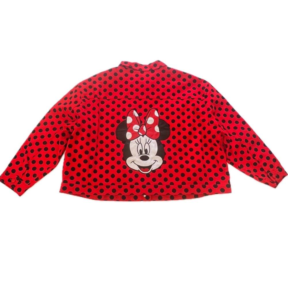 Disney Parks Minnie Mouse Red Black Polka Dot Denim Jacket Womens Size 2XL NWT